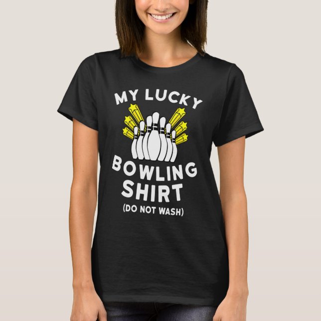 Min Lucky B0wling - Lustigt B0wling T Shirt (Framsida)