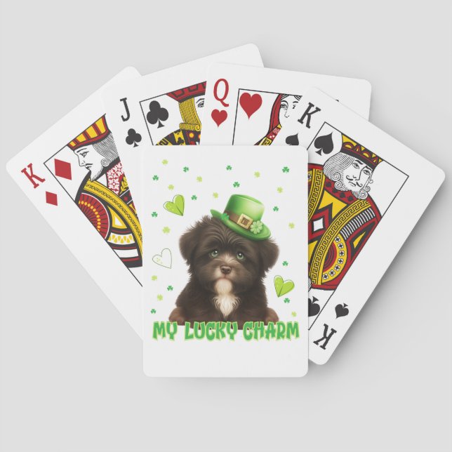 Min Lucky Charm Havanese Puppy St. Patrick's Day Casinokort (Baksidan)