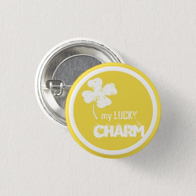 Min Lucky Charm Shamrock i en cirkelknappnål Knapp (Framsida & baksida)