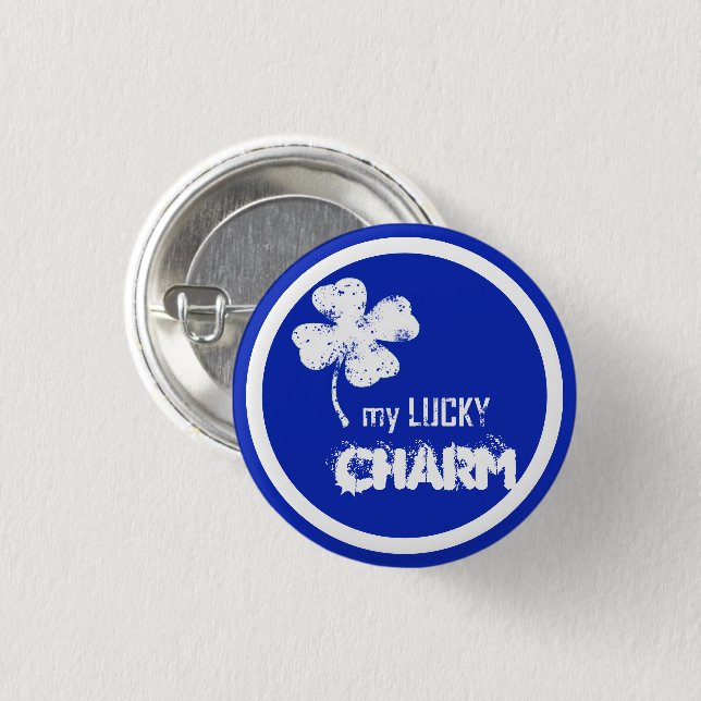 Min Lucky Charm Shamrock i en cirkelknappnål Knapp (Framsida & baksida)