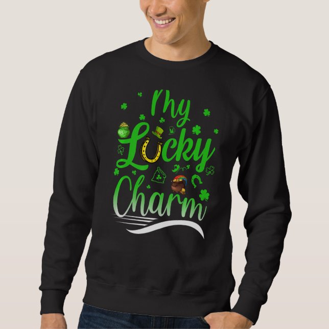 Min Lucky Charm St patrick's day Irish Lång Ärmad Tröja (Framsida)
