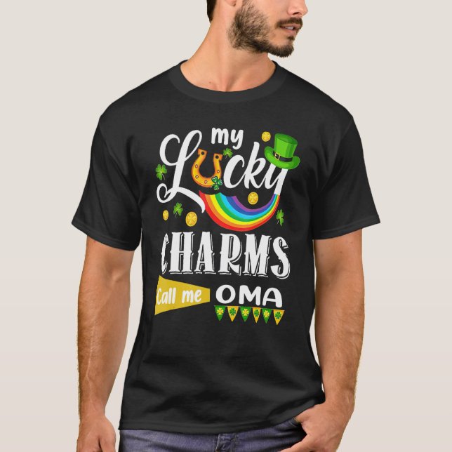 Min Lucky Charms kallar mig Oma St patricks day Sh T Shirt (Framsida)