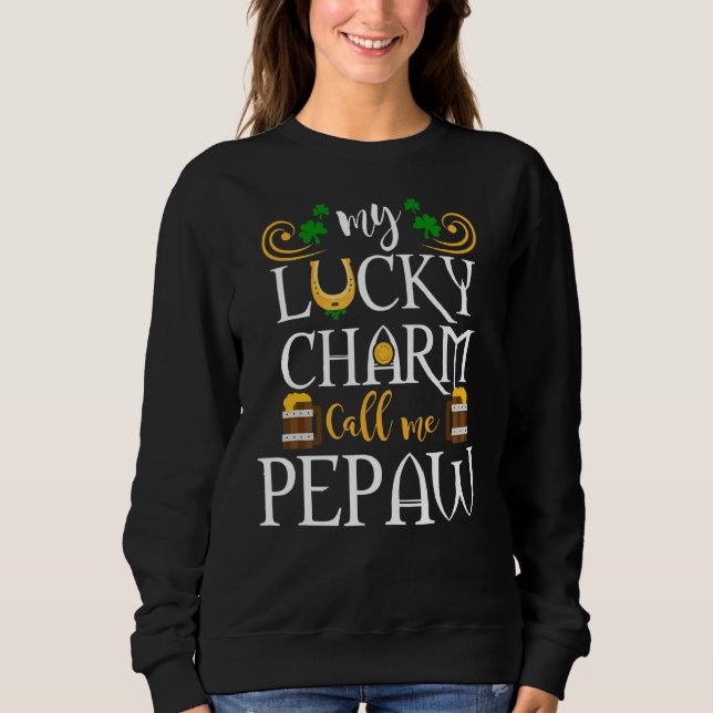 Min Lucky Charms kallar mig Pepaw Funny St Patrick T Shirt (Framsida)