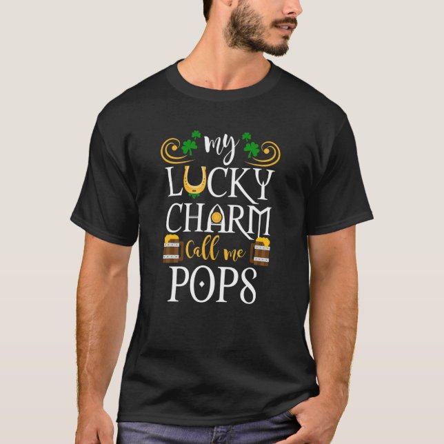 Min Lucky Charms kallar mig Pops Funny St Patrick' T Shirt (Framsida)