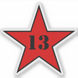 Min Lucky Number Star - nummer 13 - v2 (röd) Klistermärken