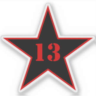 Min Lucky Number Star - nummer 13 - v2 (svart) Klistermärken