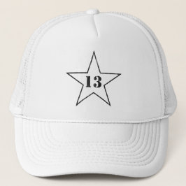 Min Lucky Number Star - nummer 13 - v2 (vit) Keps