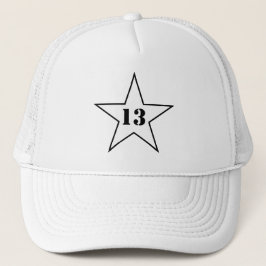 Min Lucky Number Star - nummer 13 - v2 (vit) Keps