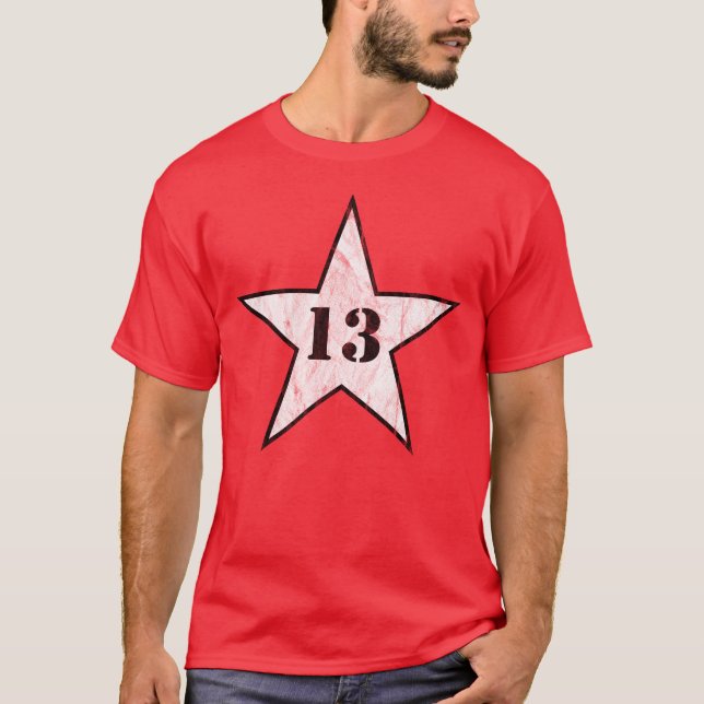 Min Lucky Number Star - nummer 13 - v2 (vit) T Shirt (Framsida)