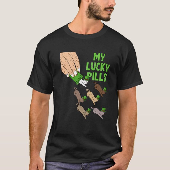 Min Lucky Pills Cat St patricks day Irish Kitten K T Shirt (Framsida)