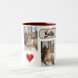 Min lurviga vän Anpassad hundfoto-mugg med namn Två-Tonad Mugg