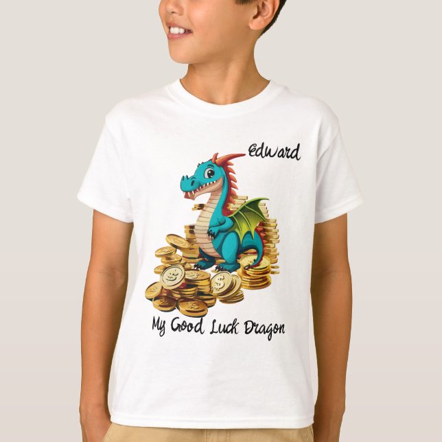 Min Lycka till Dragon Anpassade Boy's T Shirt (Framsida)