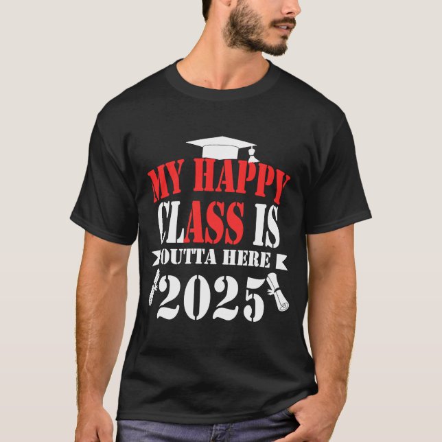 Min Lycklig-klass ligger här 2025 Studenten 2025 T Shirt (Framsida)