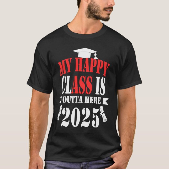 Min Lycklig-klass ligger här 2025 Studenten 2025 T Shirt (Framsida)