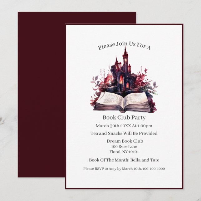 Min Lycklig Ställe är.. Bok Klubb Inbjudningar (Fram/baksida)