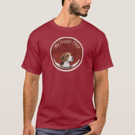 Min Lyckliga Plats Beagle Hund Vintage Cirkulär De T Shirt