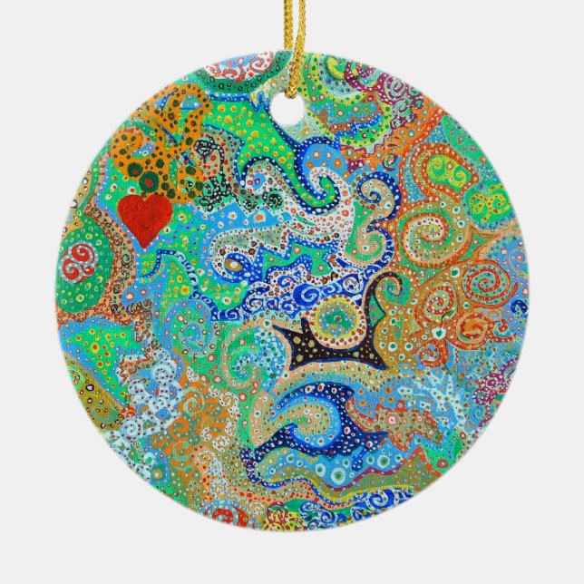 Min lyckliga ställeprydnad vid den baird julgransprydnad keramik (Framsidan)