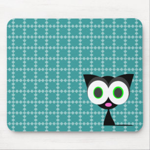 Min lyckliga svart kattblått mönstrade Mousepad Musmatta