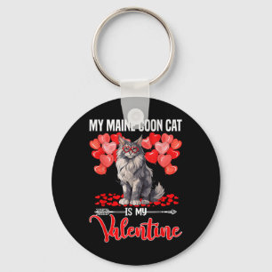 Min maine Coon Cat är mina Alla hjärtans Valentine Nyckelring