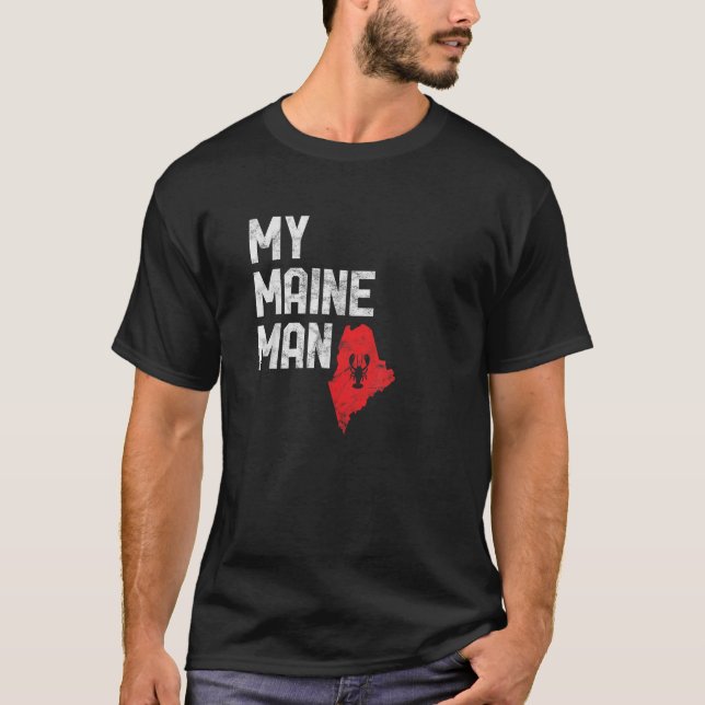 Min Maine Man Funny Retro Lobster Red Gift Shirt T Shirt (Framsida)