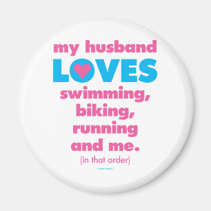 Min make älskar Triathlons (text endast) Magnet