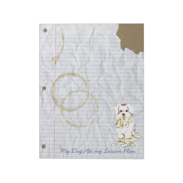 Min maltesiska Ate My Lesson Plan Anteckningsblock (Roterad)