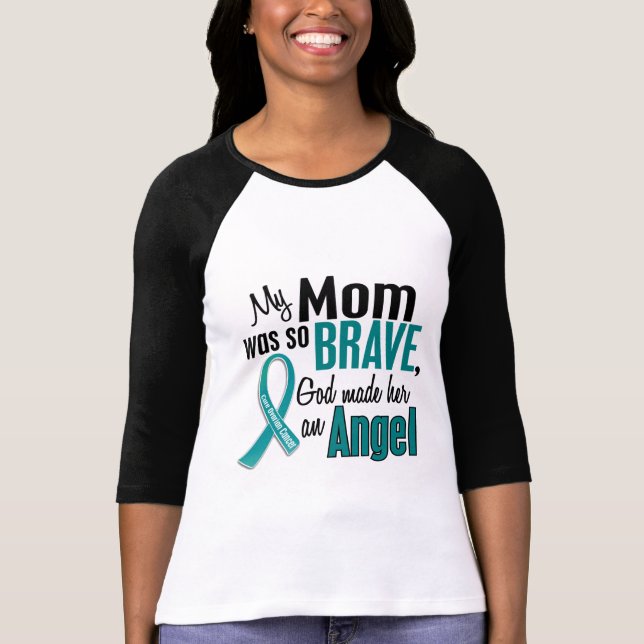 Min mamma är en Ovarian cancer för ängel 1 T-shirt (Framsida)