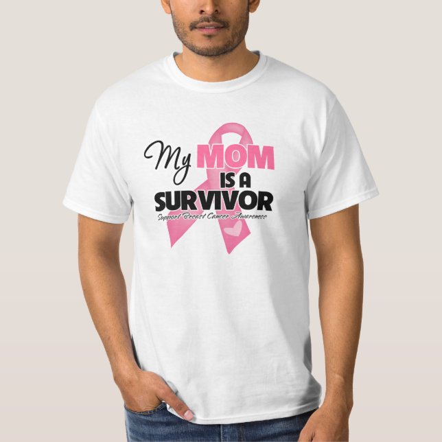 Min mamma är en överlevande - bröstcancer t-shirt (Framsida)
