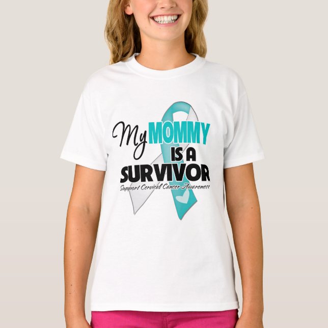 Min mamma är en överlevande - Cervical cancer T Shirt (Framsida)