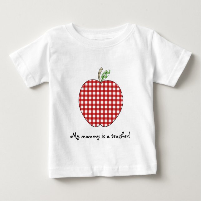Min mamma är en röd Gingham Apple för T-shirt (Framsida)