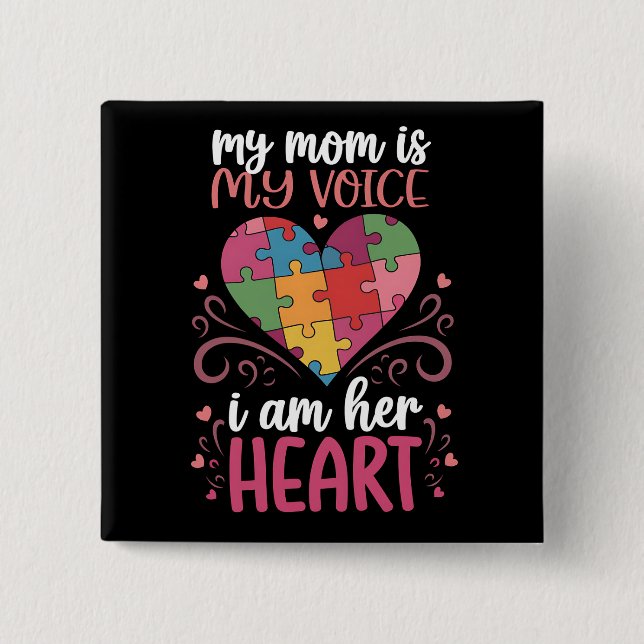 Min mamma är min röst Autism Autismmedvetenhet Knapp (Framsida)