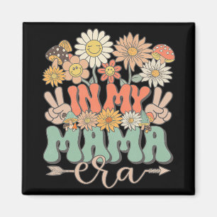 Min Mamma Era Blommig Hippie Groovy Retro Tusenskö Magnet