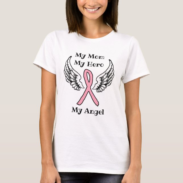 Min Mamma My Hero Breast Cancer Awareness Ribbon T Shirt (Framsida)