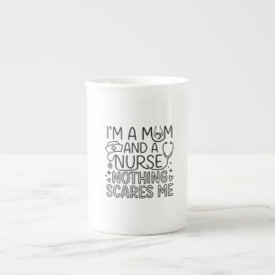 Min mamma och sjuksköterska minimalistisk sjuksköt benporslin mugg