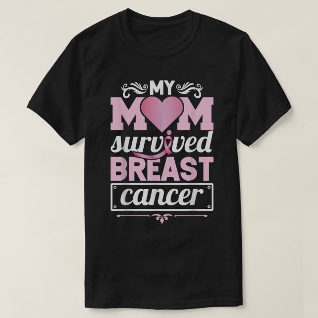 Min Mamma Överlevt bröstcancermedvetenhet om bröst T Shirt (Design framsida)