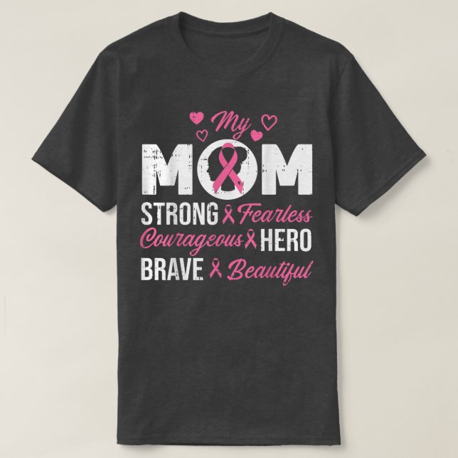 Min Mamma Rosa Ribbon Warrior Inspirational Breast T Shirt (Design framsida)