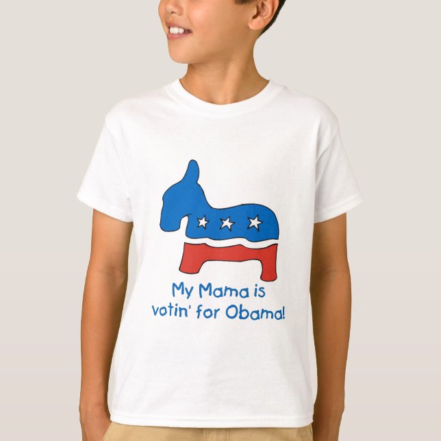 Min Mamma röstar för Obama Barn Tees T-shirt (Framsida)