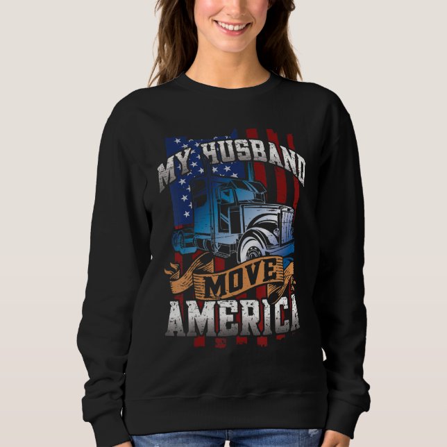 Min man flyttar Amerika  Lastbilschaufför Lastbils T Shirt (Framsida)