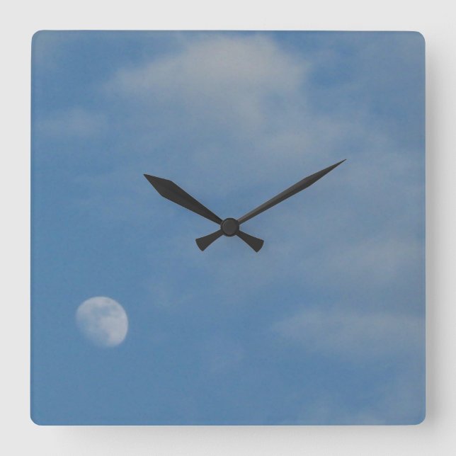 Min Måne-dagtid - Dekorativ fyrkantsluss Fyrkantig Klocka (Framsida)