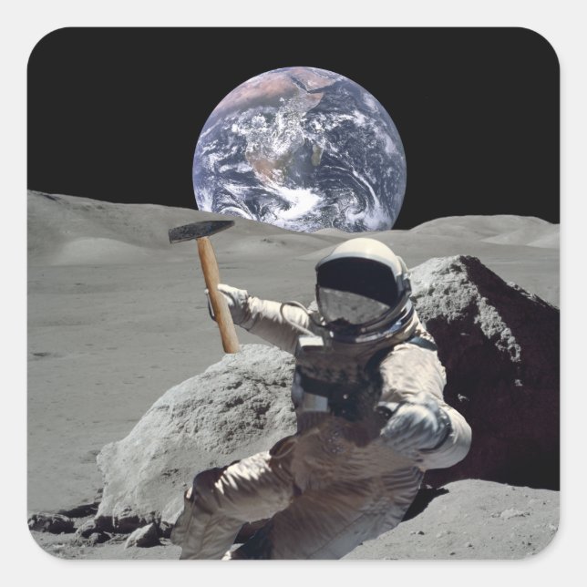 Min Måne Fyrkantigt Klistermärke (Framsida)