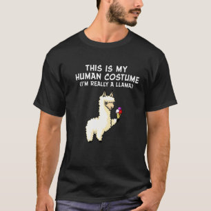 Min mänskliga dräkt Im A Llama Alpaca Halloween T Shirt