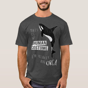 Min mänskliga dräkt Im Verkligen Orca Whale Hood T Shirt
