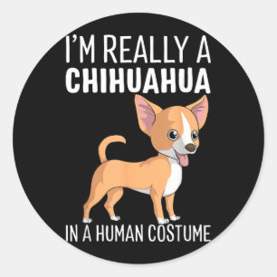 Min mänskliga kostym Jag är en chihuahua hund Hall Runt Klistermärke