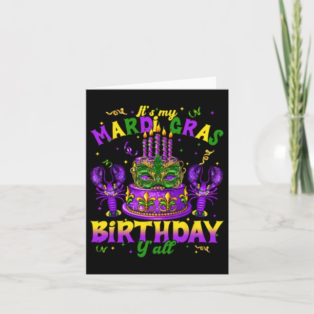 Min Mardi Gras Birthday Yall Mardi Gras Lycklig B Kort (Framsida)