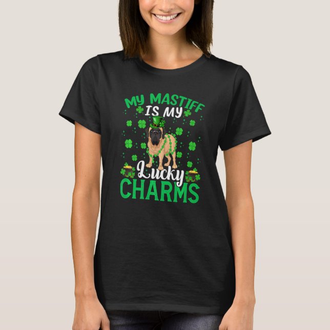Min mastiff är min Lucky Charms Mastiff St Pat T Shirt (Framsida)
