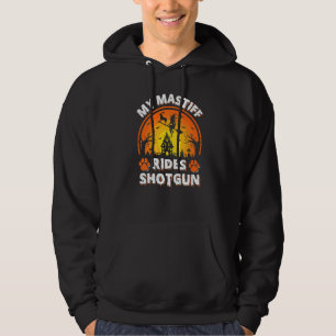 Min Mastiff Hund Rid Häxa Hagelgevär Halloween Hoodie