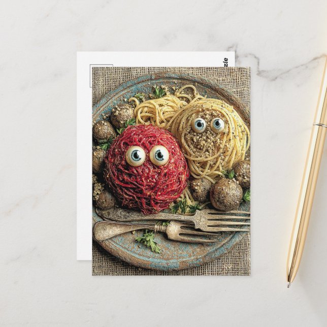 Min mat tittar på mig vykort (Fram/Back In Situ)