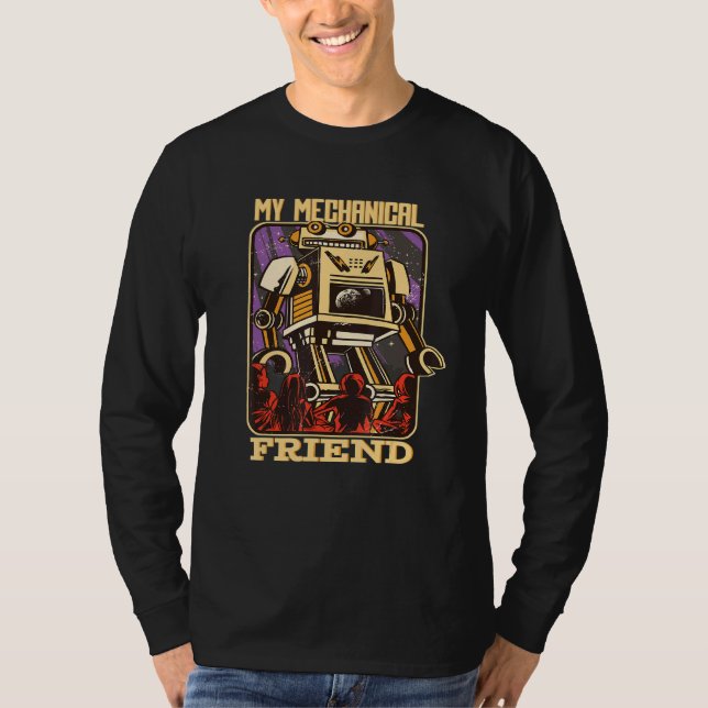 Min mekaniska vän Robot Cyborg Leksak T Shirt (Framsida)