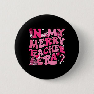 Min Merry Teacher Era Retro Groovy Teacher Christm Knapp