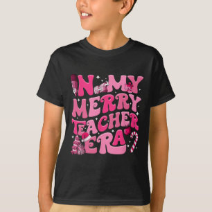 Min Merry Teacher Era Retro Groovy Teacher Christm T Shirt